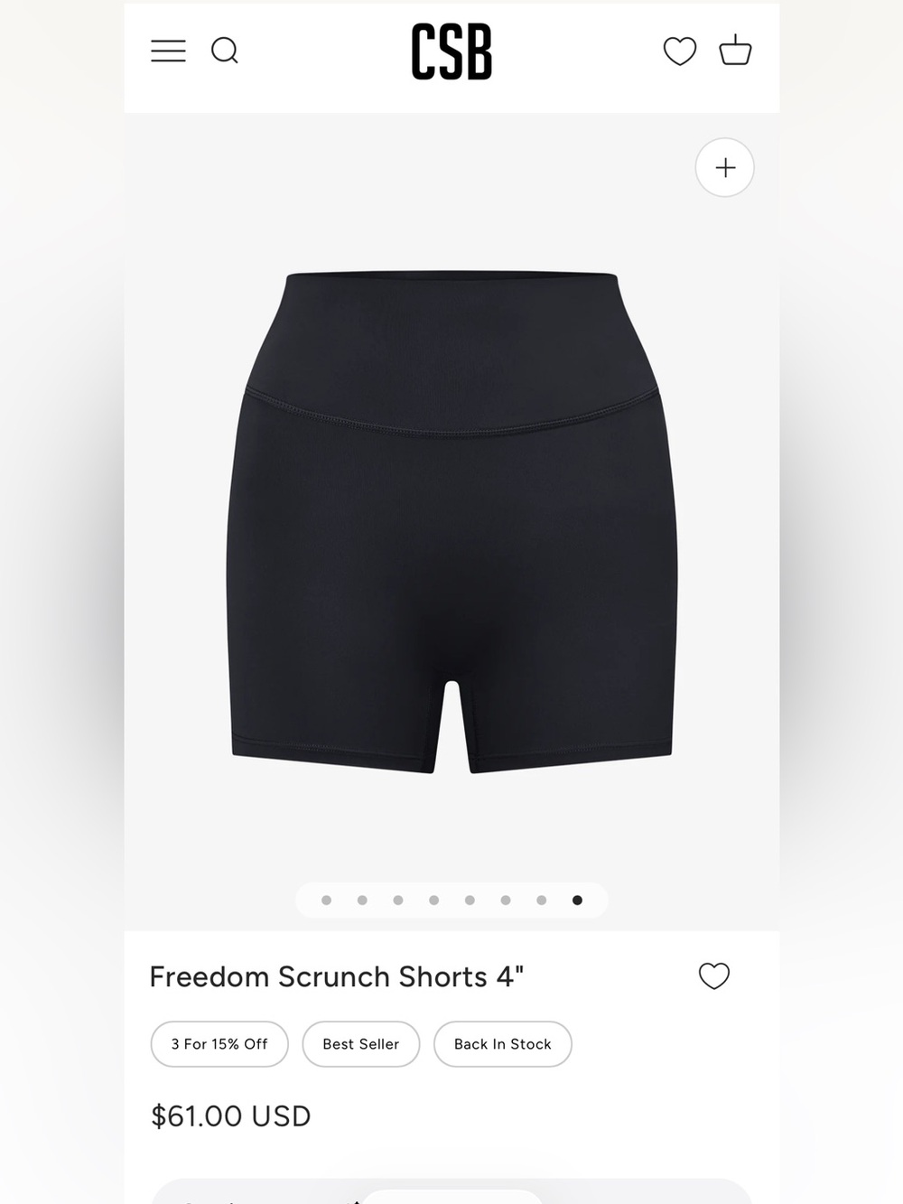 CSB Freedom Scrunch 4" High-Rise Athletic Shorts — Black